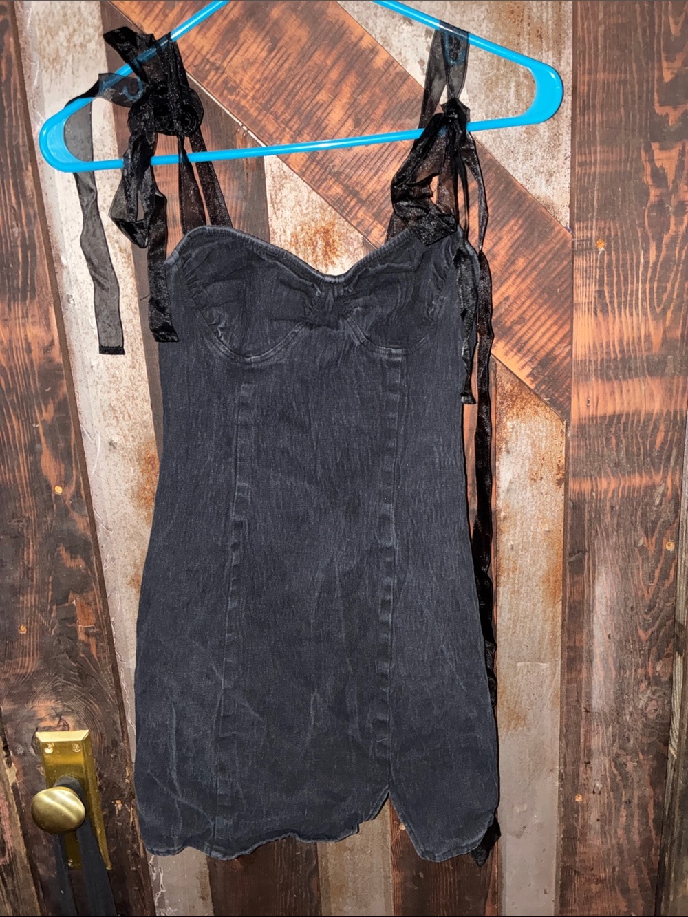 Fashion Nova Black Tie-Shoulder Mini Dress